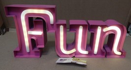 Metal LED Sign Pink FUN 14" x 6" AA Battery Operated Celebrate It Decor 138B - $18.99