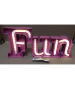 Metal LED Sign Pink FUN 14&quot; x 6&quot; AA Battery Operated Celebrate It Decor ... - $355.20 MXN