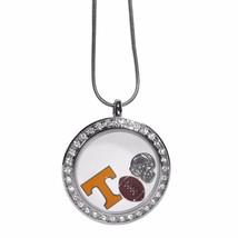 Tennessee Volunteers Locket Necklace Floating Charms Silver Tone 18&quot; Snake Chain - £13.50 GBP