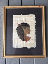 Vintage Framed Egyptian Goddess Cleopatra Papyrus Art Textile Artwork - £39.01 GBP