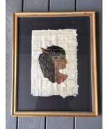 Vintage Framed Egyptian Goddess Cleopatra Papyrus Art Textile Artwork - £38.77 GBP