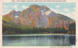 Mt Moran Leigh Lake Grand Teton National Park Wyoming Linen Postcard Unposted - £7.74 GBP