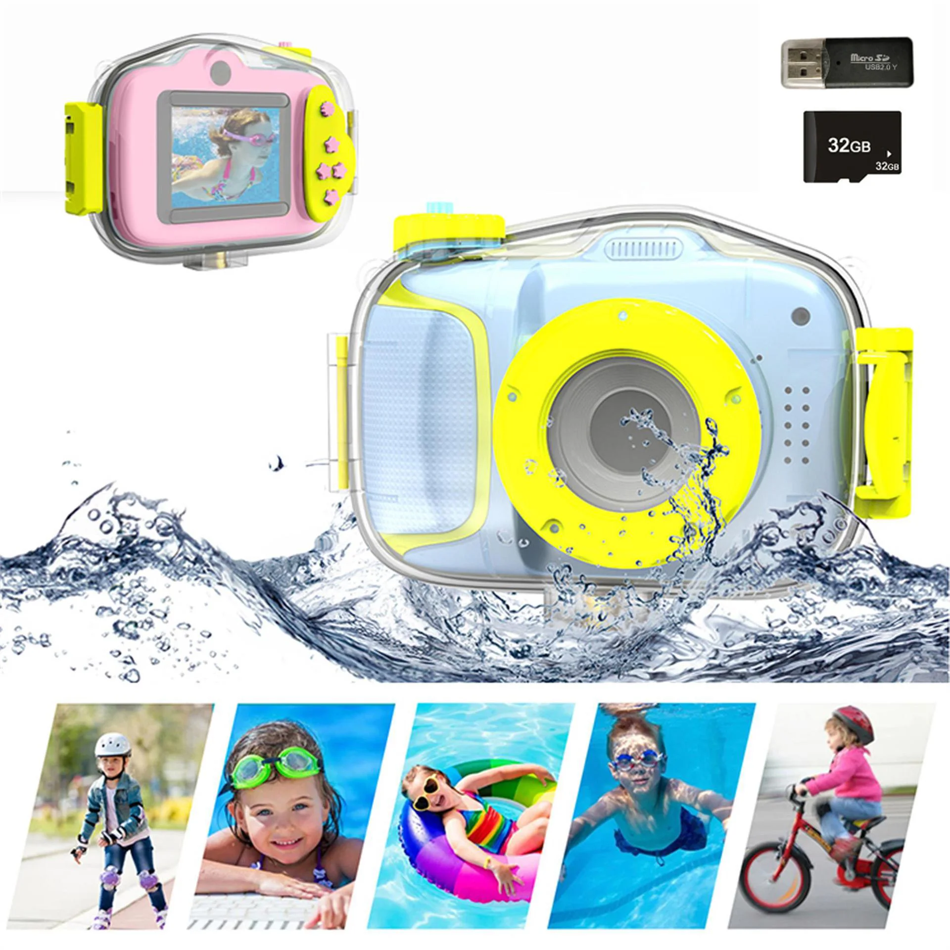 Kids Camera Waterproof Action Camera 1080P HD Outdoor Sports Digital Camera for - £44.58 GBP