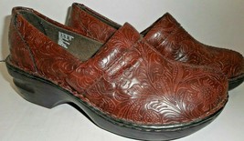 Thom McAn Maysun Toillie Slip On Brown Floral Tooled Loafer Sz 9W Clog 40425 - £31.96 GBP