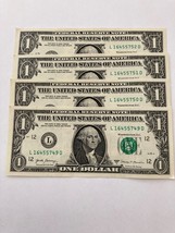 Lot of 4 Crisp Uncirculated One Dollar Notes~ San Francisco Federal Reserve~ - £8.72 GBP