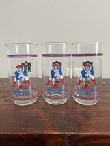 3 Vintage 80s Retro New England Patriots NFL Mobil Glasses Tumblers Cups Lot Set - $17.81