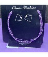 Chuns Fashion Purple Bead and Silver Tone Earring and Necklace Set - $12.86