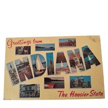 Postcard Greetings From Indiana The Hoosier State Large Letter Chrome Unposted - £5.44 GBP