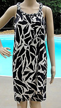 Donna Ricco Womens Size 6 Dress Sarong Sheath Silver Neck Chain Black White NWT - £30.07 GBP