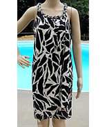Donna Ricco Womens Size 6 Dress Sarong Sheath Silver Neck Chain Black Wh... - $37.62