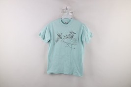 Vintage 80s Mens Medium Distressed Game Calls Deer Buck Nature T-Shirt USA Blue - £34.99 GBP