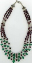 Necklace4 Mit Edelsteine Und Aufwendig Silber Führung, Granat Und Greens... - $65.29