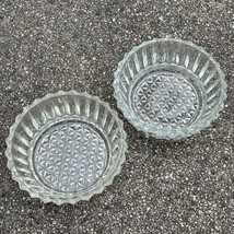 Lot of 2 Small Round Ridged Glass Dishes with Grid Pattern Bottoms - £16.76 GBP