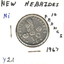 New Hebrides 10 Francs, 1964, Nickel, Y2.1 - £9.41 GBP