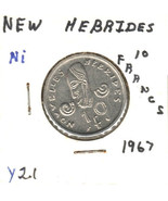 New Hebrides 10 Francs, 1964, Nickel, Y2.1 - $12.00