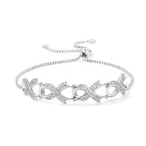 Rhodium Plated Pave CZ Ribbon Bracelet - $872.66 MXN