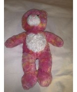 Build a Bear Workshop BAB Pink Yellow Tie Dye Stuffed Animal Bear Heart ... - £15.64 GBP