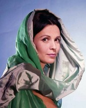 Claire Bloom 1960&#39;s studio portrait in green dress with hood 8x10 inch photo - £7.52 GBP