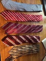 Lot Of 5 Men’s Silk Ties Puritan Van Heusen Geoffrey Beene Claiborne 4 I... - $10.88