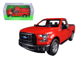 2015 Ford F-150 Regular Cab Pickup Truck Red 1/24-1/27 Diecast Model Car by Well - £29.81 GBP