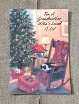 Sweet Kitty Cat Sleeping In Rocking Chair By Christmas Tree Card For Grandmother - £3.09 GBP