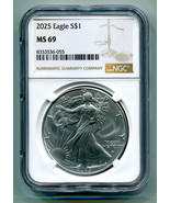 2025 AMERICAN SILVER EAGLE EAGLE LANDING NGC MS69 BROWN LABEL PREMIUM QU... - $52.95