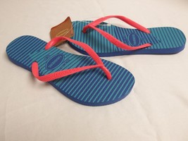 Havaianas 6 M Slim Graphic Light Blue Flip Flops Sandals New Womens Shoes NWOB - $68.31