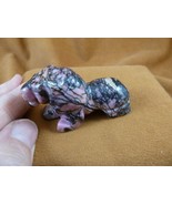 Y-LIO-RO-732 Pink black rhodonite LION gemstone FIGURINE I love lions st... - $23.36