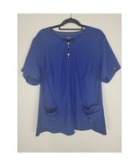 Koi Lite Scrub Top 3x Womens Plus Size Blue V Neck Short Sleeve Zipper P... - £19.46 GBP