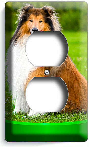 GORGEOUS ROUGH COLLIE DOG OUTLET WALL PLATES GROOMING PET SALON ROOM HOME DECOR