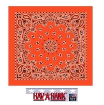 Usa Made Hav-A-Hank Orange Paisley Bandana Face Mask Neck Scarf Head Wrap - £6.42 GBP