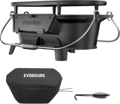 Everdure Oval Cast Iron Grill And Cover: An Outdoor, Portable, Or Hibachi Grill. - £102.70 GBP