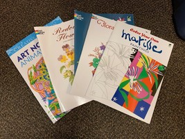 Lot 5 Stress Relief Coloring Books Adult Art Therapy Relax Matisse Flowers - £15.56 GBP