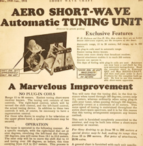 1931 Aero Short Wave Radio Tuning Unit Advertisement Electronic Vintage ... - $19.99
