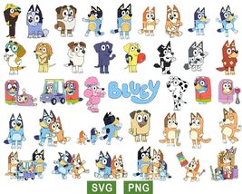 Bluey Friends Svg Png Bundle, Bluey Characters Svg, Bingo Svg, Dogs Squad Svg - £1.95 GBP