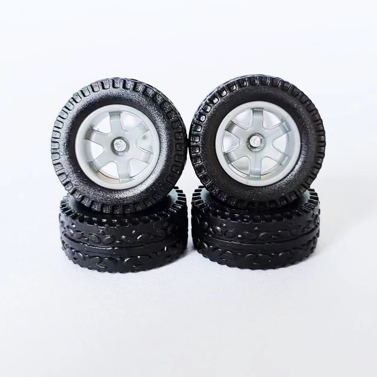 10 Sets 1/64 Off Road Wheels 14mm or Rubber Tires for Hot -te37 gray - £14.39 GBP