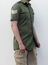 Vintage British army short sleeve service shirt fieldshirt green military cotton - £15.80 GBP