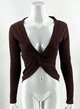 Nasty Gal Twist Front Longline Top Size 2 Chocolate Brown Ribbed Womens NEW - £23.68 GBP
