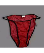 Vintage Peeping Tom Red Sheer Glitter Hesrts High Rise Thong Panties Siz... - $148.50