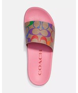COACH CA457 Uli Sport Slide Sandals In Rainbow Signature Canvas Size 7 N... - $202.43 CAD