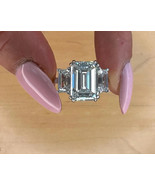 Lab Grown 6.59 Carat Emerald Shape E/VS1 Diamond Engagement Ring 18k Whi... - $5,650.00