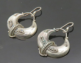 925 Sterling Silver - Vintage Shiny Hollow Swirl Twist Hoop Earrings - EG10136 - £44.11 GBP
