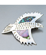 Alpaca Mexico Vintage Abalone Shell Flying BIRD Brooch Pin - $24.74