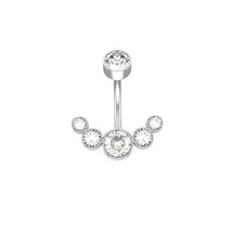 5 Crystals Belly Button Rings for Women Girls 316L Surgical Steel Curved Navel B - £9.21 GBP