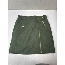 J.Crew Wool Blend Motorcycle Mini Skirt Gold Accents Lined Army Green Wo... - $465.54 MXN