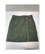 J.Crew Wool Blend Motorcycle Mini Skirt Gold Accents Lined Army Green Wo... - $465.54 MXN