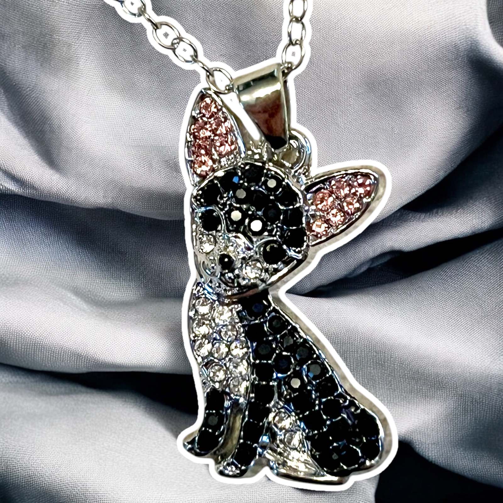 Elegant Black Chihuahua Dog Pendant Necklace: A Stylish and Fine Jewelry Piece