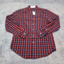 J Crew Shirt Mens S Red Long Sleeve Button Down Collar Plaid Canvas Cotton - $22.65