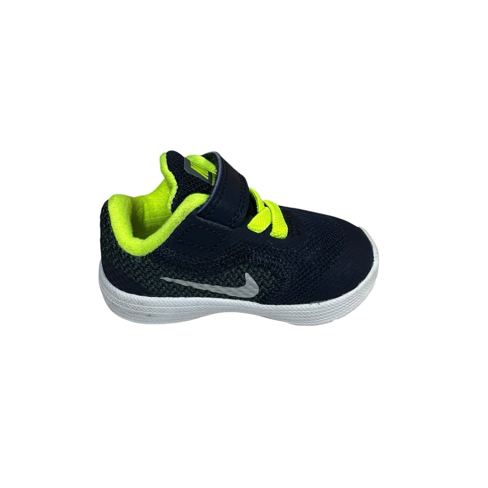 Nike Revolution 3 Baby Boys Sneakers Athletic Shoes Navy Blue Neon Yellow Sz 2C Item image 2