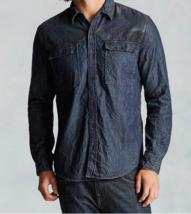 New Mens NWT True Religion Jeans Designer Denim Camo Shirt Button Down L Blue - £216.99 GBP